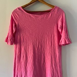 LILLY PULITZER Size XS T‎ Shirt Tunic Dress, Ruffle Short Sleeve, Pima Cotton